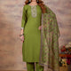 Green Ethnic Embroidered Thread Work Kurta with Trousers & Dupatta.