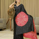 Women’s Elegant Black & Crimson Red Pure Modal Silk Saree with Traditional Folk Mandala Print & Designer Pallu