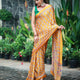 Mustard Gold Pure Modal Silk Saree with Ajrakh Inspired Floral Print & Heritage Designer Pallu