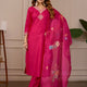 Women Embroidered Regular Pure Cotton Kurti with Pyjamas With Dupatta