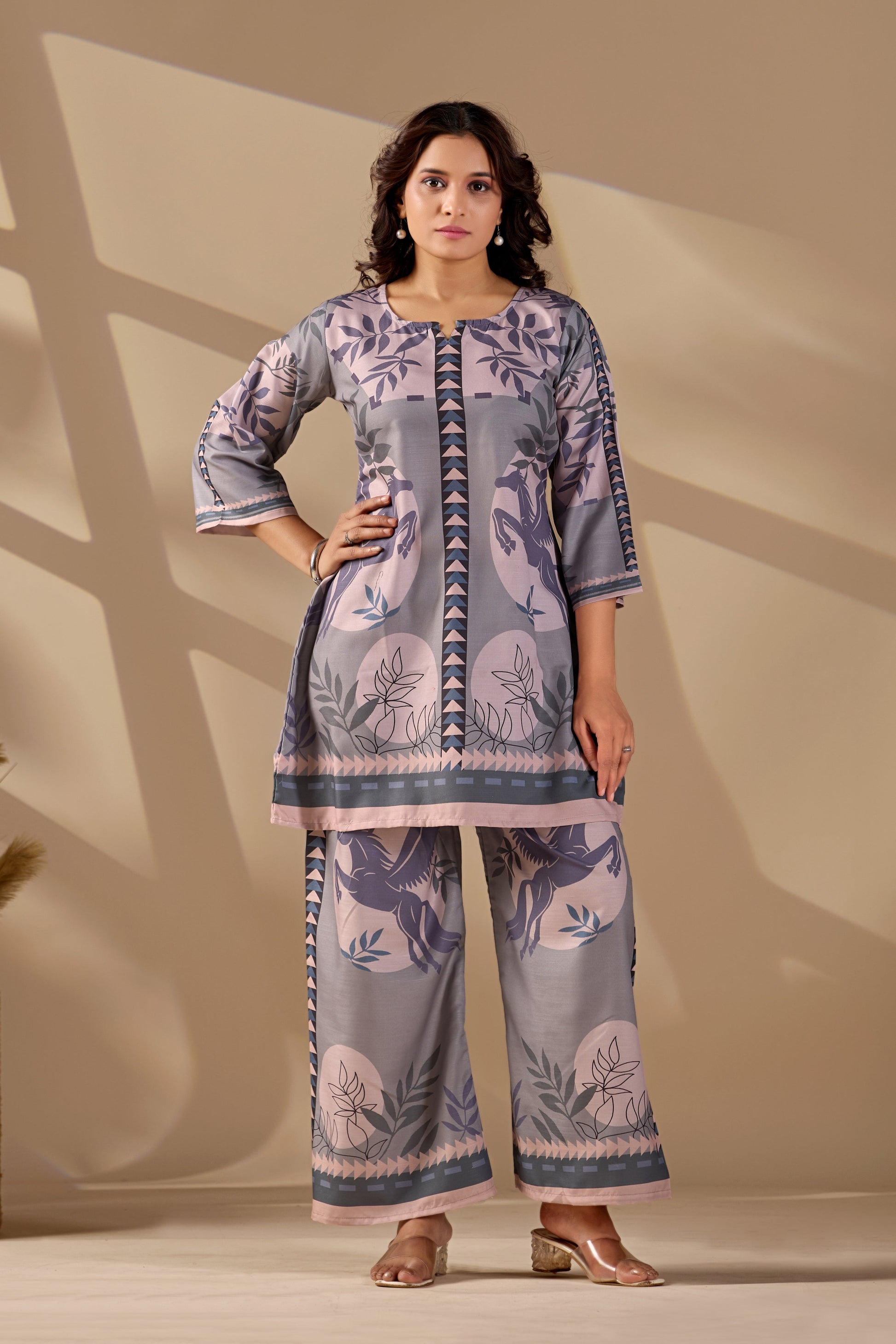 Women's Floral Printed Kurta and Trousers Co-ord Set