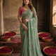 Sage Green Georgette Embroidered Saree with Floral Sequin Work & Designer Blouse