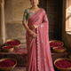 Dusty Rose Pink Georgette Embroidered Saree with Floral Sequin Work & Contrast Designer Blouse