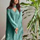Pastel Teal Georgette Chikankari Embroidery Kurta With Pant And Dupatta For Women