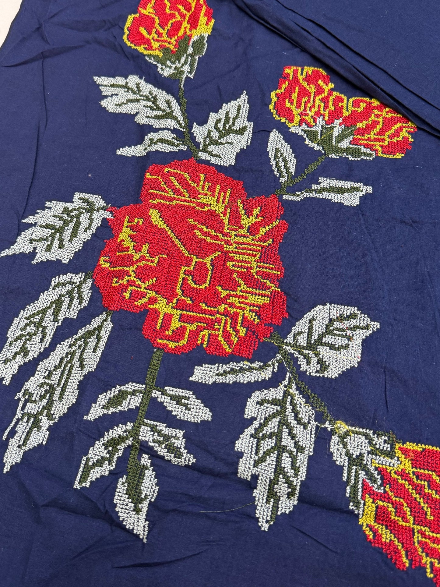 Summer Premium Cotton Rose Embroidery Kurta Pant Dupatta Set
