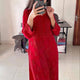 Red Chikankari Kurti Set With Dupatta For Women