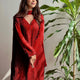 Red Georgette Chikankari Embroidery Kurta With Pant And Dupatta For Women