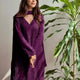 Wine Georgette Chikankari Embroidery Kurta With Pant And Dupatta For Women
